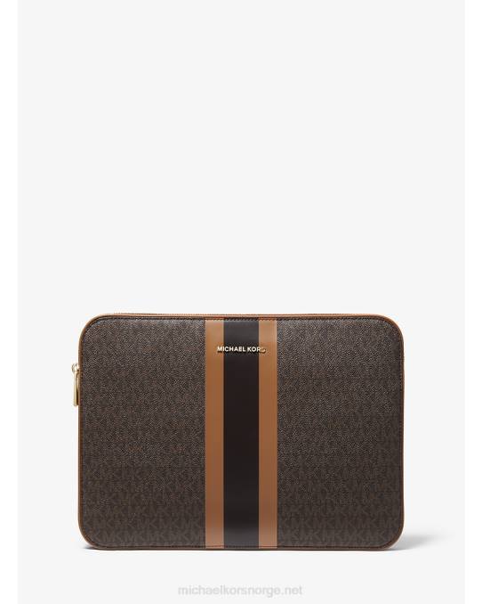 Michael Kors jet set logo stripe 13 tommers laptopveske kvinner LDNL1544 brun/eikenøtt
