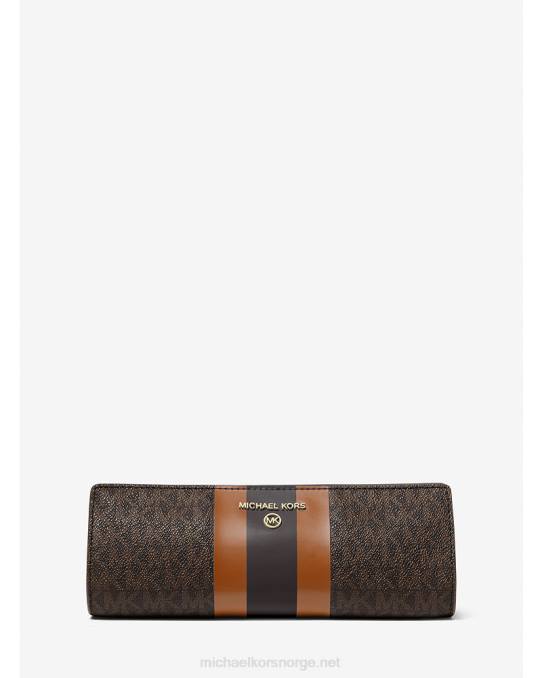 Michael Kors liten pennal med logostripe kvinner LDNL1546 brun/eikenøtt