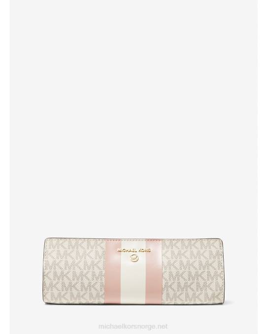 Michael Kors liten pennal med logostripe kvinner LDNL1547 vanilje/myk rosa