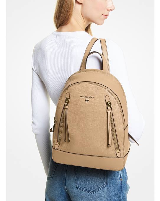 Michael Kors Brooklyn ryggsekk i medium rullestein kvinner LDNL1204 kamel