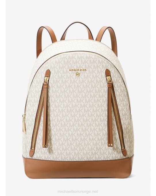 Michael Kors Brooklyn ryggsekk med stor logo kvinner LDNL1235 vanilje/eikenøtter