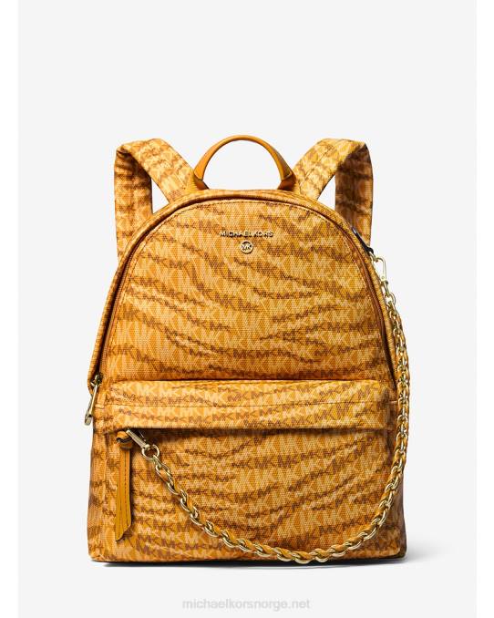 Michael Kors slater medium ryggsekk med logo med dyreprint kvinner LDNL1241 fløyelsblomst