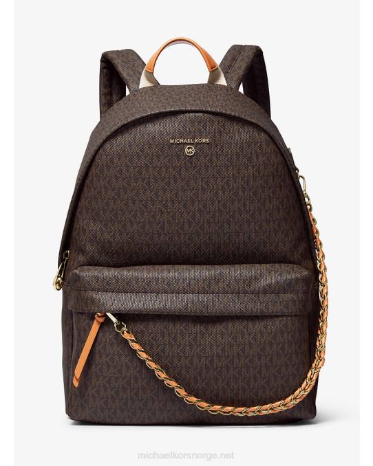 Michael Kors slater stor ryggsekk med logo kvinner LDNL1288 brun/eikenøtt