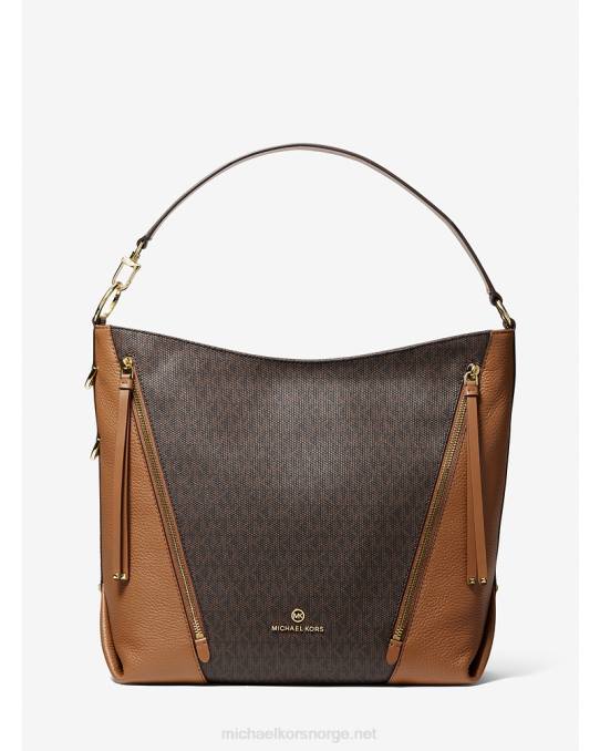 Michael Kors Brooklyn skulderveske med stor logo kvinner LDNL1382 brun/eikenøtt