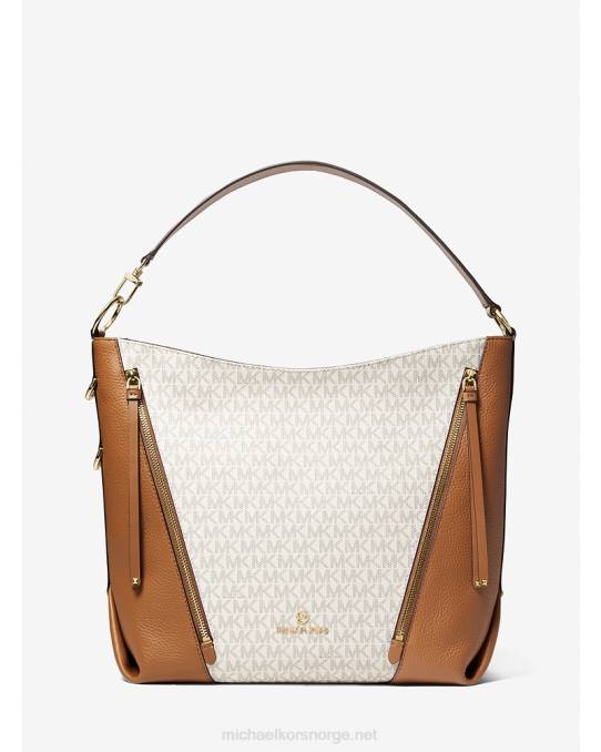 Michael Kors Brooklyn skulderveske med stor logo kvinner LDNL1384 vanilje/eikenøtter