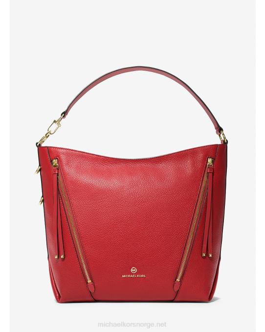 Michael Kors Brooklyn stor skulderveske i skinn i rullestein kvinner LDNL1387 Høyrød
