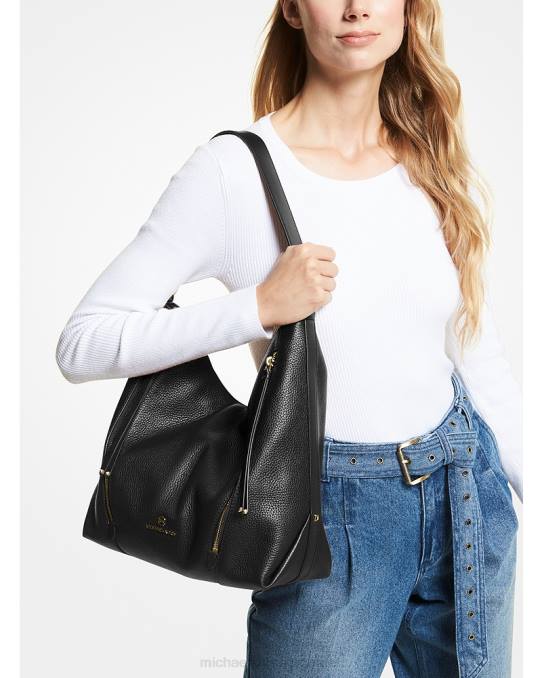 Michael Kors Brooklyn stor skulderveske i skinn i rullestein kvinner LDNL1391 svart