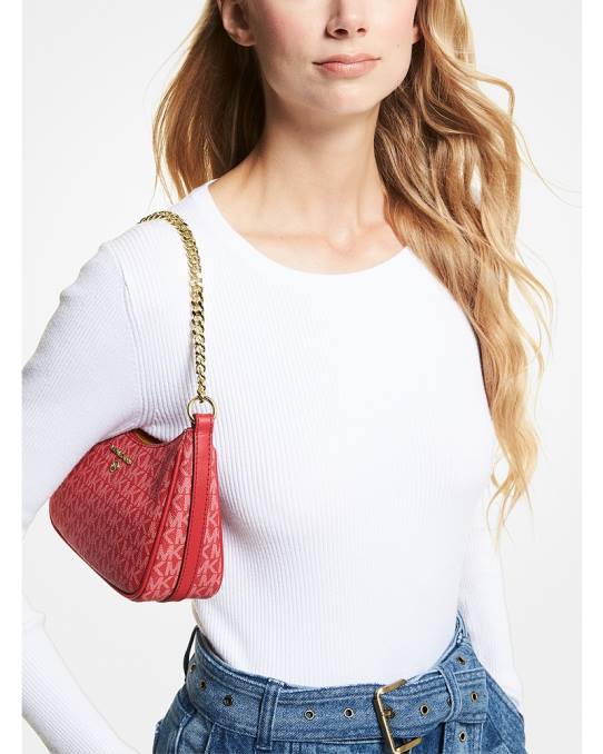 Michael Kors jetset sjarm liten logopochette kvinner LDNL1357 Høyrød