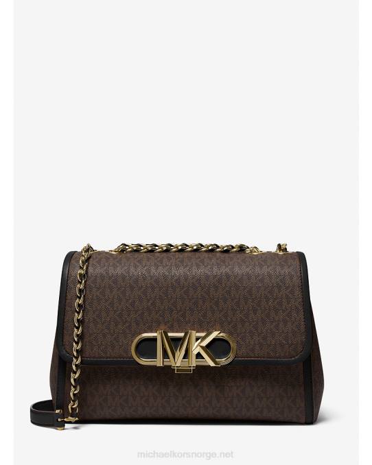 Michael Kors parker skulderveske med ekstra stor logo kvinner LDNL1303 brun svart