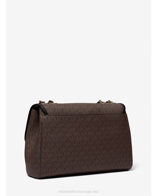 Michael Kors parker skulderveske med ekstra stor logo kvinner LDNL1303 brun svart