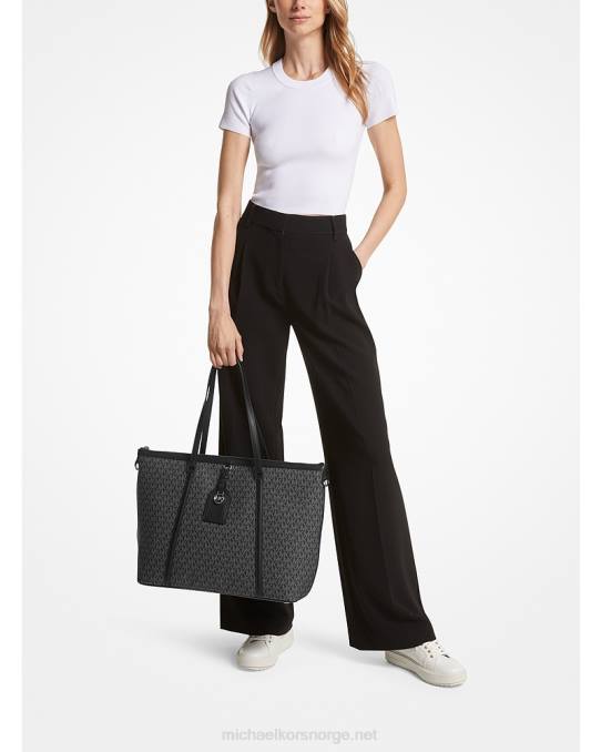 Michael Kors Heritage stor veske med logo kvinner LDNL1178 svart hvit