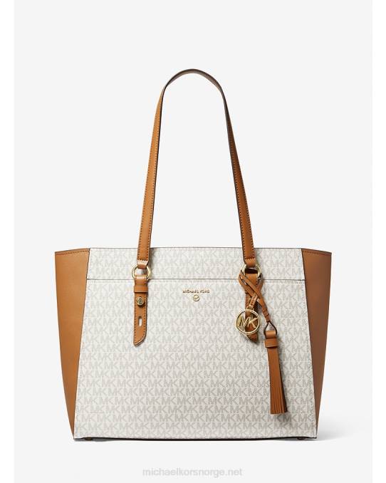 Michael Kors Sullivan stor logo og veske i skinn kvinner LDNL1188 vanilje/eikenøtter