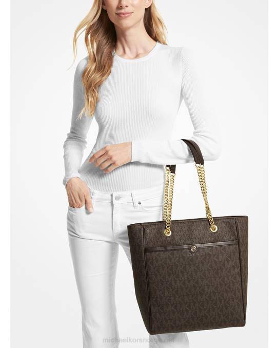 Michael Kors blaire stor veske med logo kvinner LDNL1169 sjokolade