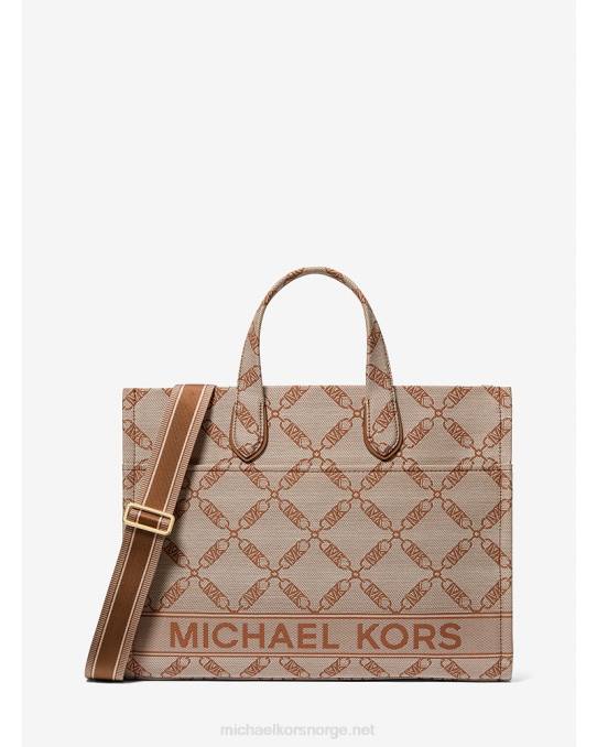 Michael Kors gigi large empire logo jacquard veske kvinner LDNL1156 naturlig/bagasje