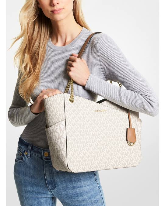 Michael Kors jetset stor skulderveske med logo kvinner LDNL1123 vanilje