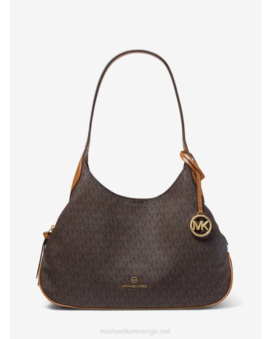 Michael Kors kelsey skulderveske med stor logo kvinner LDNL1131 brun/eikenøtt