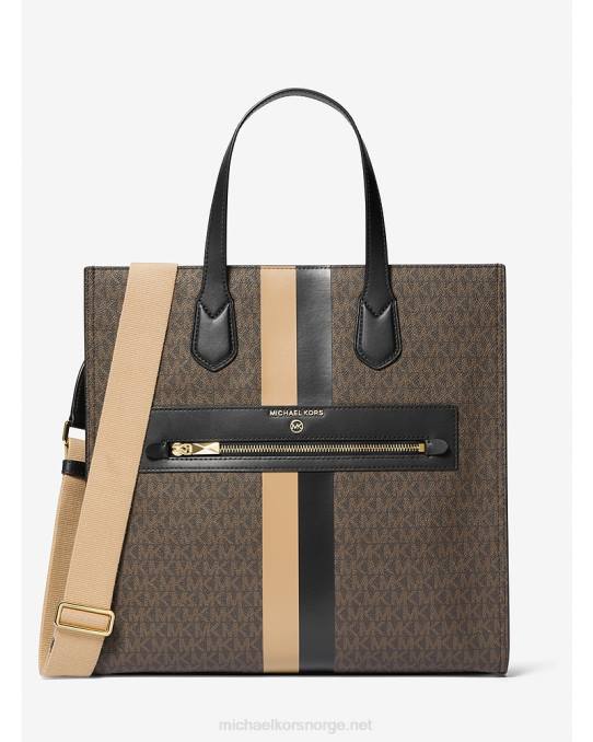 Michael Kors kempner veske med stor logostripe kvinner LDNL1084 svart/kamel