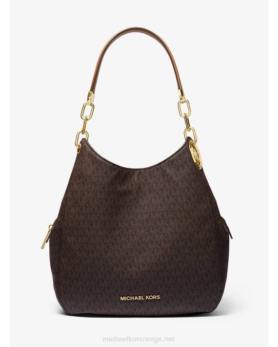 Michael Kors lillie skulderveske med stor logo kvinner LDNL1125 brun/eikenøtt