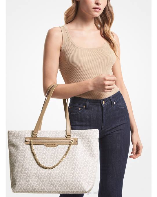 Michael Kors slater stor veske med logo kvinner LDNL1078 kamel