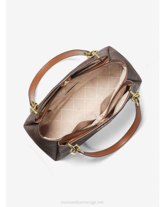 Michael Kors trisha skulderveske med stor logo kvinner LDNL1141 brun
