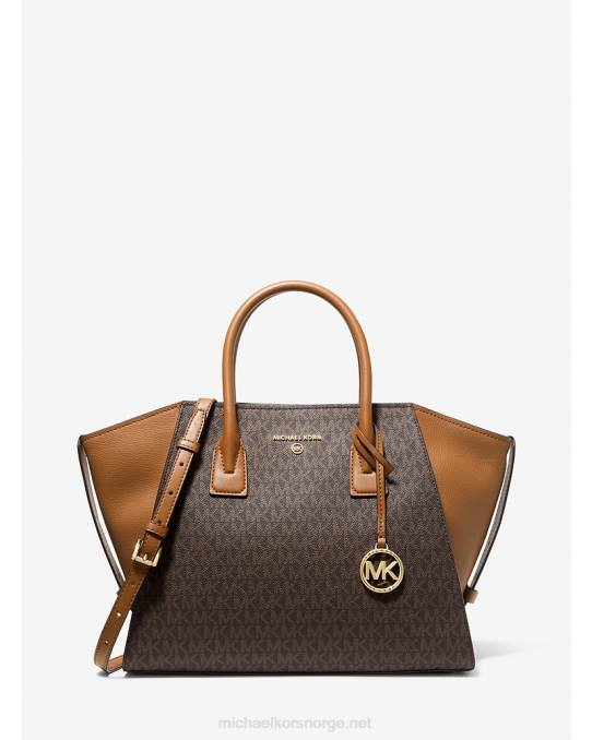 Michael Kors avril stor logo med topp-glidelås kvinner LDNL1491 brun/eikenøtt