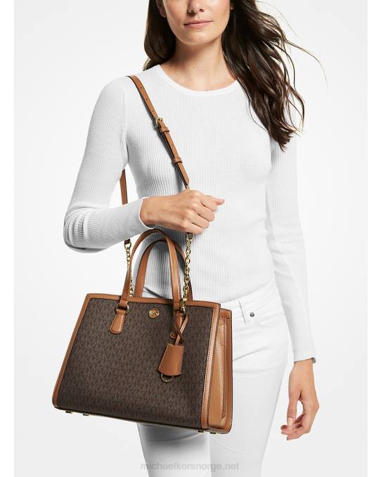 Michael Kors chantal medium logo veske kvinner LDNL1416 brun/eikenøtt