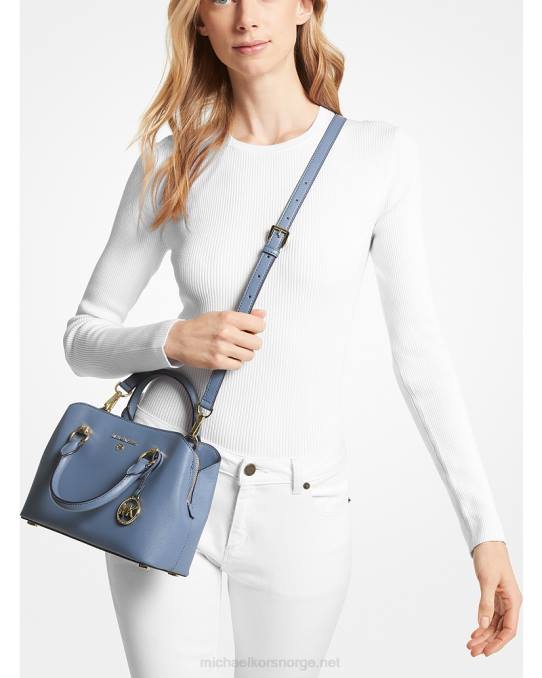 Michael Kors edith liten saffiano-lærveske kvinner LDNL1461 denim