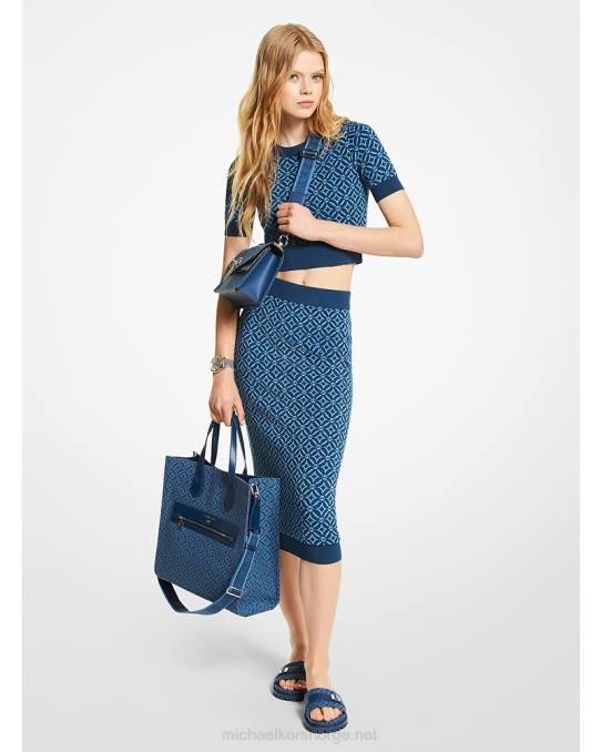 Michael Kors logo jaquard topp kvinner LDNL401 elveblå