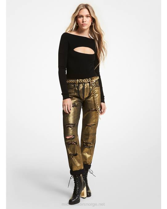 Michael Kors ribbet bodysuit i merinoullblanding kvinner LDNL462 svart