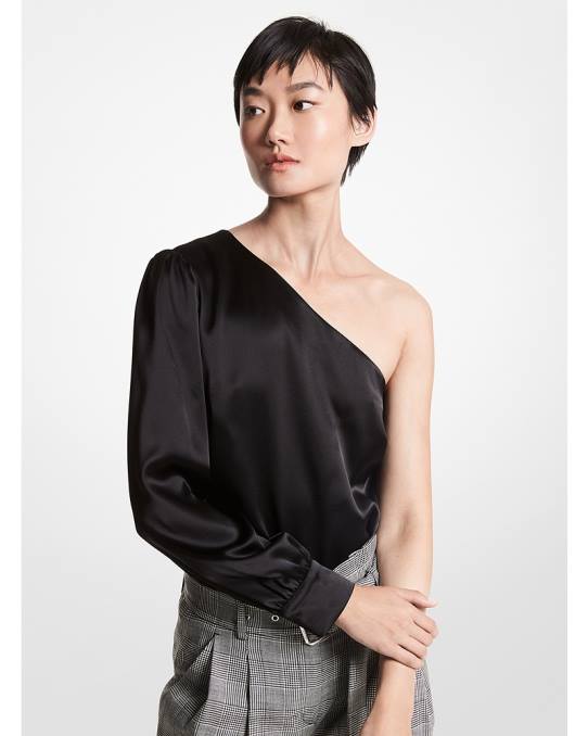 Michael Kors sateng en-skulder topp kvinner LDNL468 svart