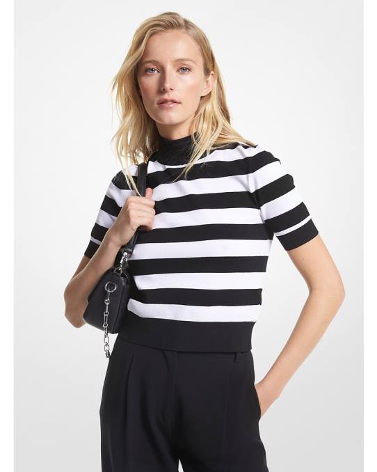 Michael Kors stripete strikketopp kvinner LDNL419 svart hvit