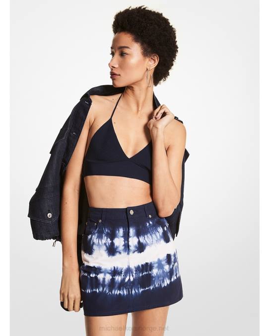 Michael Kors ribbet stretch-bh-topp i viskoseblanding kvinner LDNL450 midnatt blå