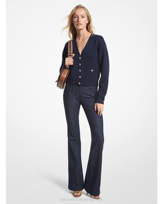 Michael Kors cardigan i ullblanding kvinner LDNL392 midnatt blå