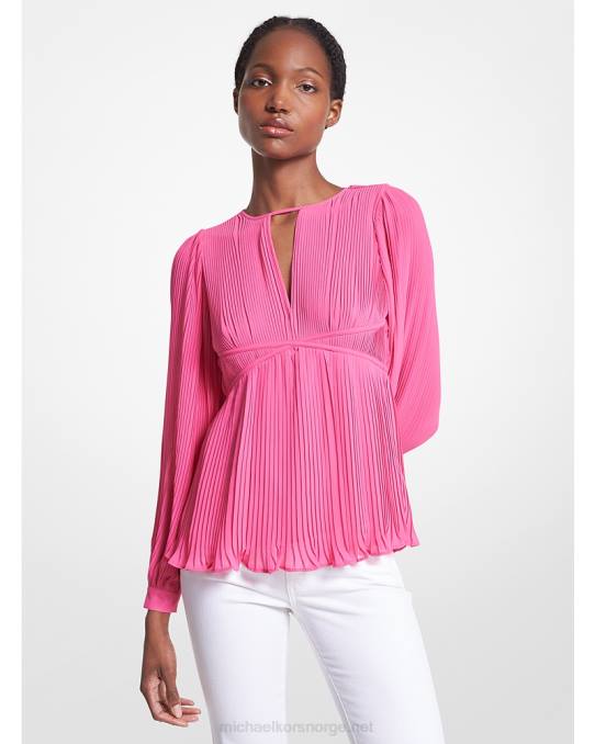 Michael Kors plissert georgette bluse kvinner LDNL447 cerise