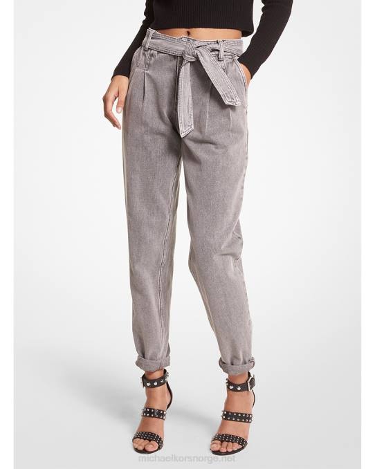 Michael Kors jeans med denimbelte kvinner LDNL501 betong vask