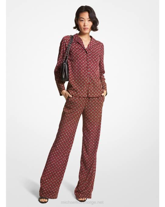 Michael Kors medaljong crepe pyjamasbukser kvinner LDNL503 merlot
