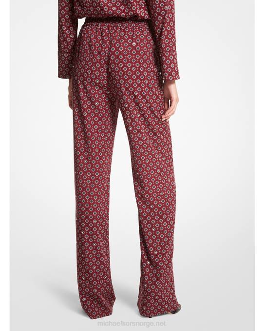 Michael Kors medaljong crepe pyjamasbukser kvinner LDNL503 merlot
