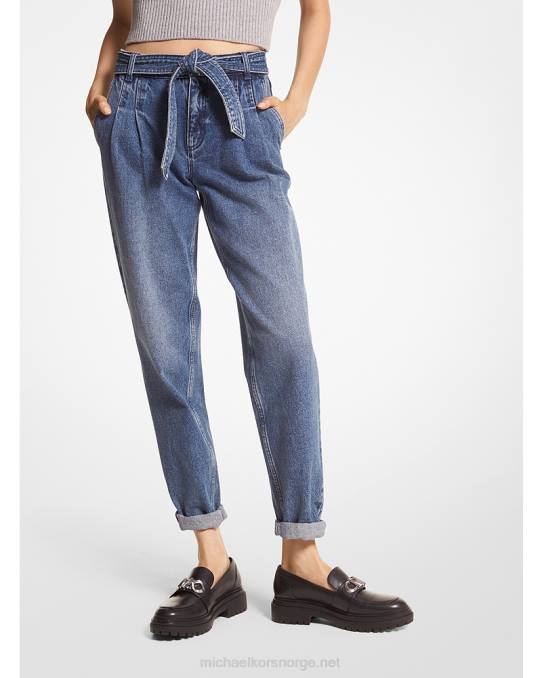 Michael Kors plisserte denimbukser kvinner LDNL505 skumringsblå vask