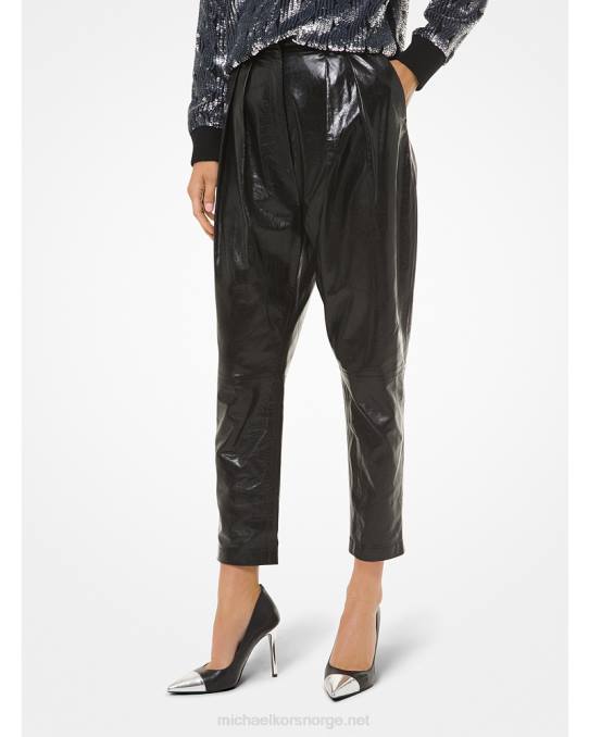 Michael Kors plisserte skinnbukser kvinner LDNL517 svart