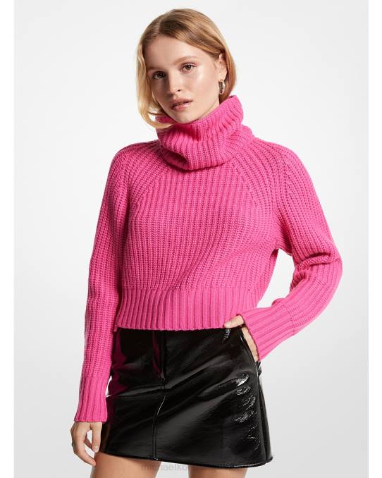 Michael Kors ribbestrikket genser i merinoullblanding kvinner LDNL416 cerise