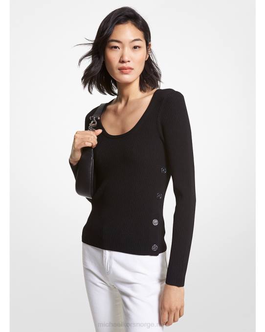 Michael Kors ribbestrikket strikket genser kvinner LDNL396 svart