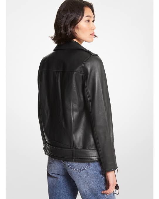 Michael Kors bikerjakke i skinn kvinner LDNL219 svart