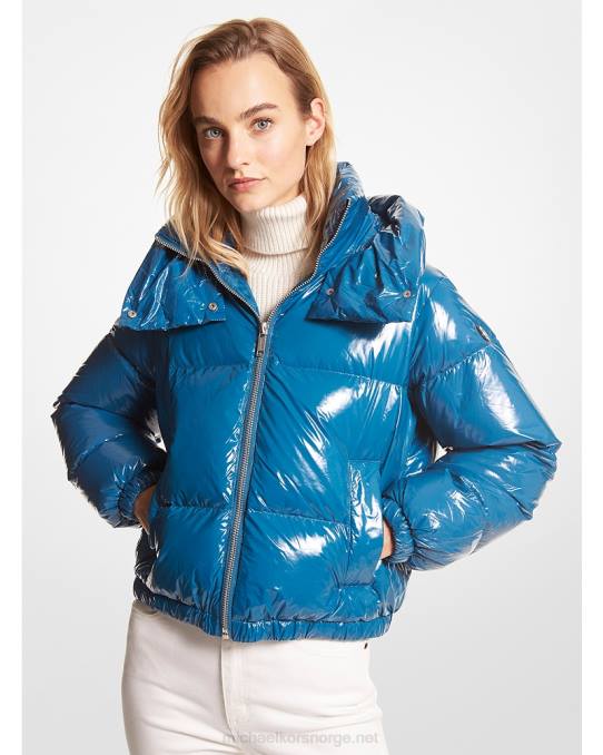Michael Kors cire nylon pufferjakke kvinner LDNL364 lagune