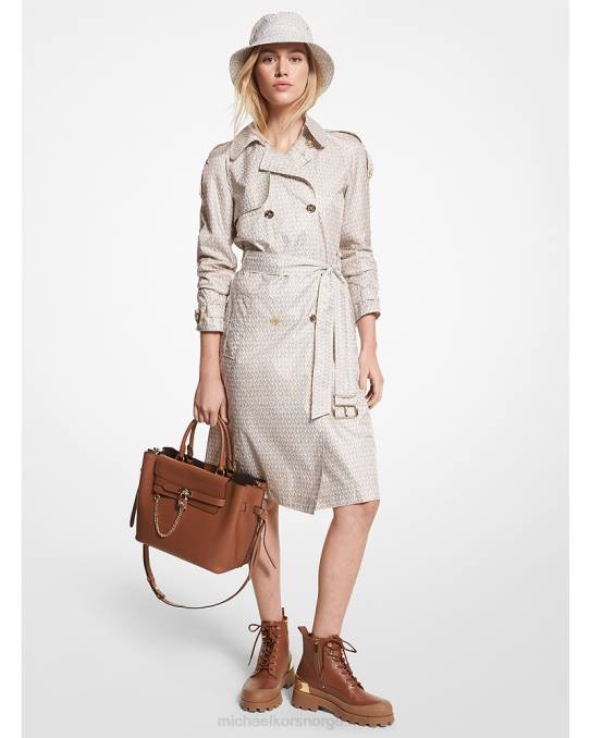 Michael Kors logotrykk sateng cire trenchcoat kvinner LDNL274 bein