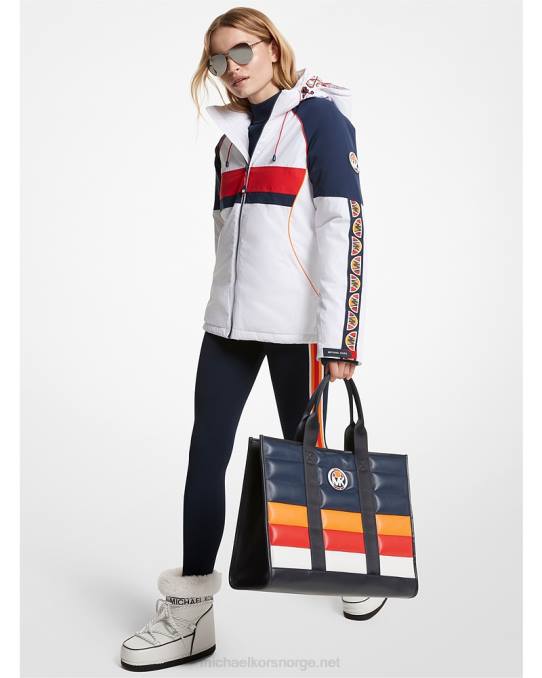 Michael Kors mk x ellesse silverton skijakke med hette kvinner LDNL273 optikk hvit