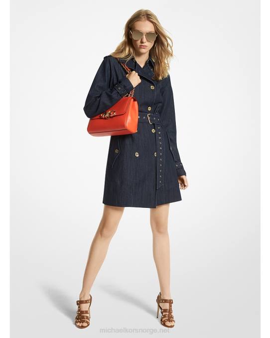 Michael Kors stretch denim trenchcoat med belte kvinner LDNL193 skylle