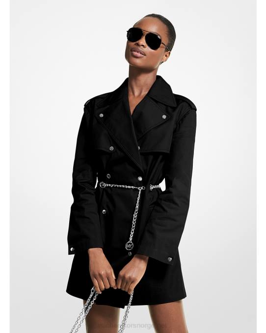 Michael Kors trenchcoat i bomull med kjedekant kvinner LDNL351 svart