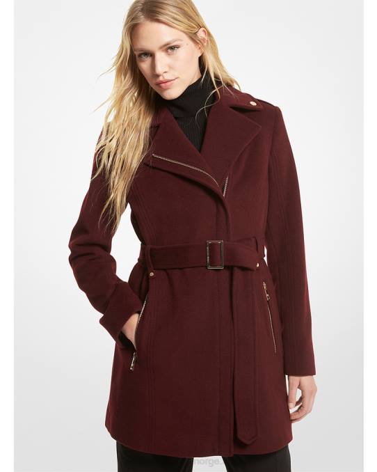 Michael Kors ullblanding beltefrakk kvinner LDNL263 merlot