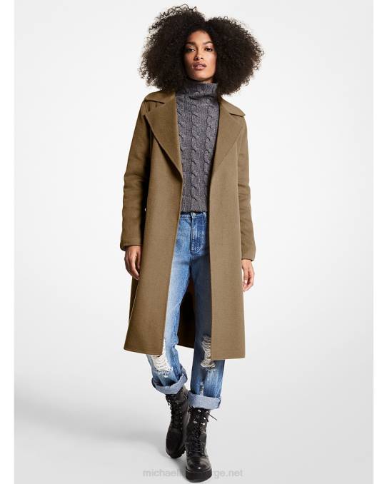 Michael Kors ullblanding omslagsfrakk kvinner LDNL262 oliven kombinasjon