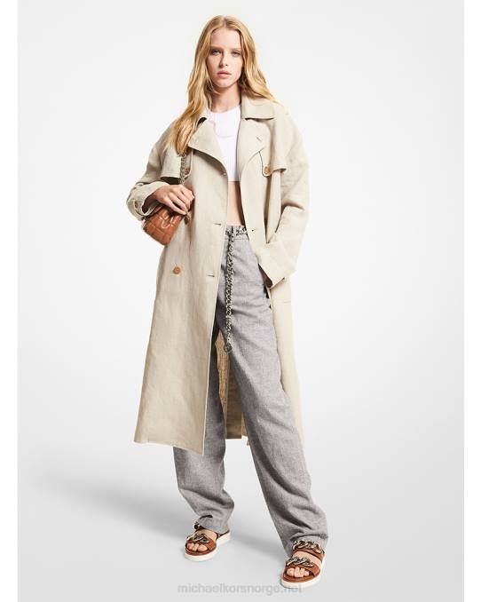Michael Kors vasket trenchcoat i lin kvinner LDNL333 hamp